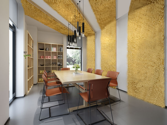 杭州食品公司办公室小会议室装修设计效果图